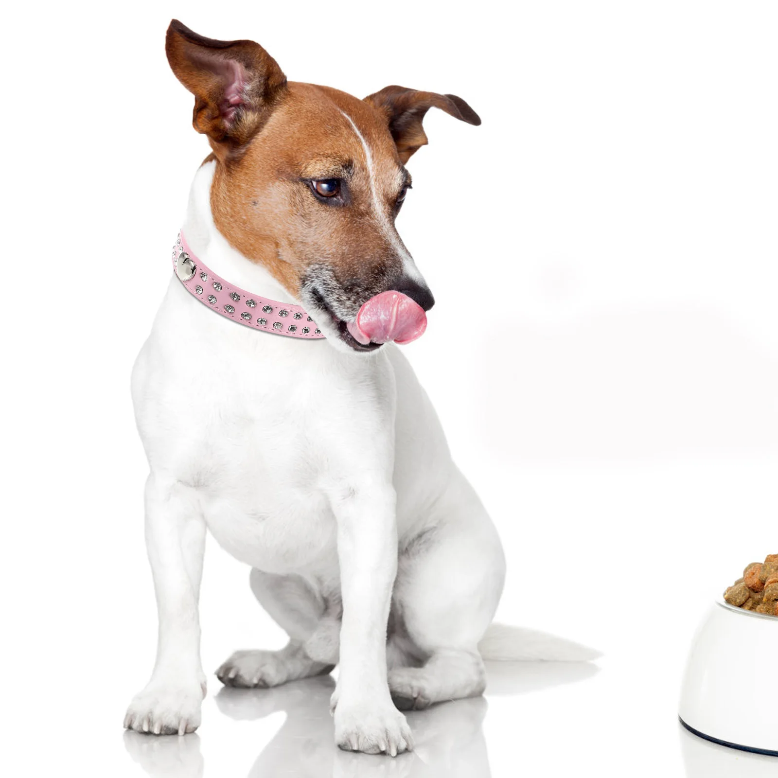 Pet Collar Soft Pu Adjustable Rhinestone Sparkle Design For Small Dogs Cats Bling Comfy Dog Collar For Parties Weddings