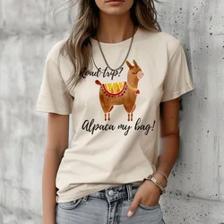 Alpaca t shirt women anime streetwear comic t-shirts girl y2k Japanese clothing