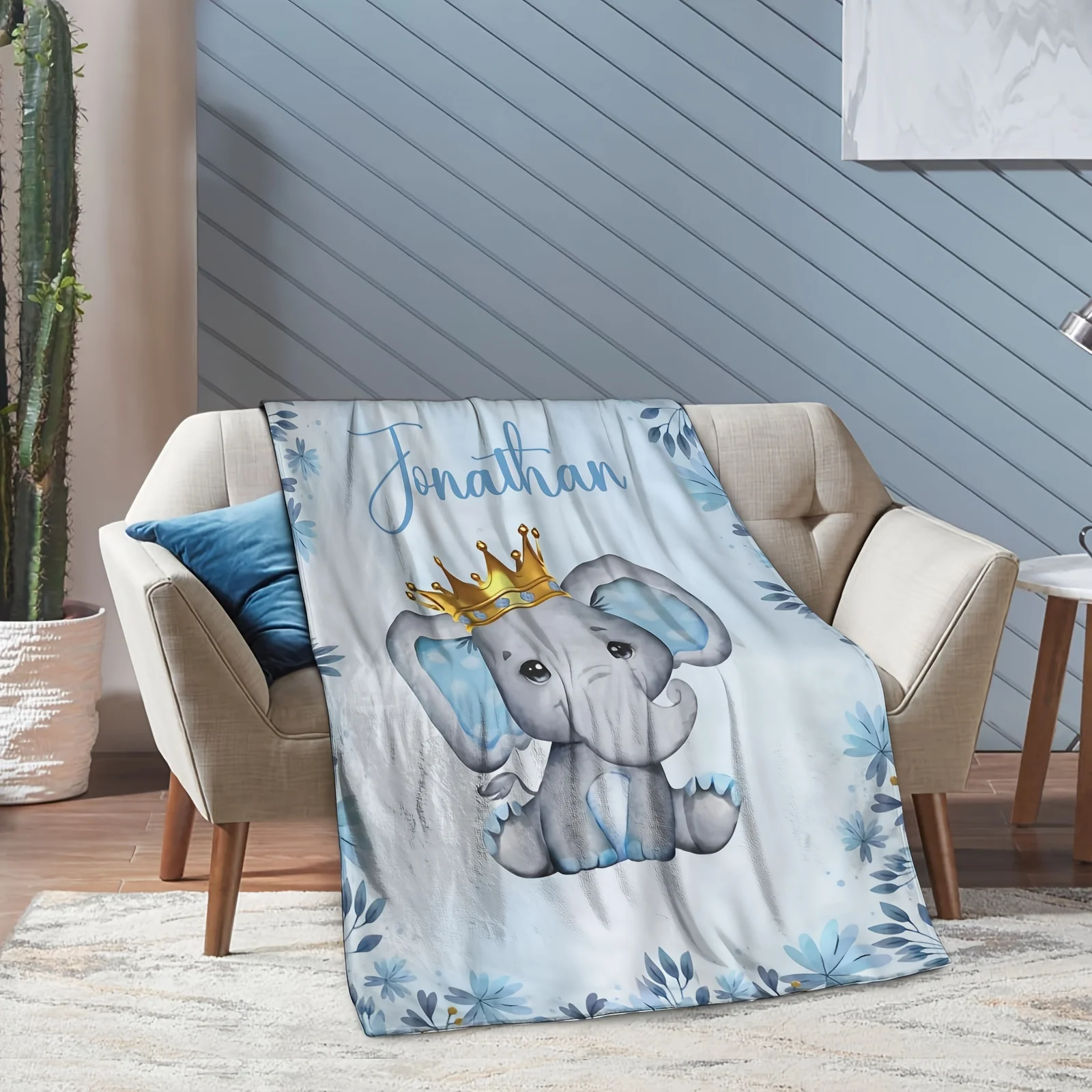 1 custom name personalized blanket, custom name blanket, soft and comfortable elephant blanket, suitable for birthdays
