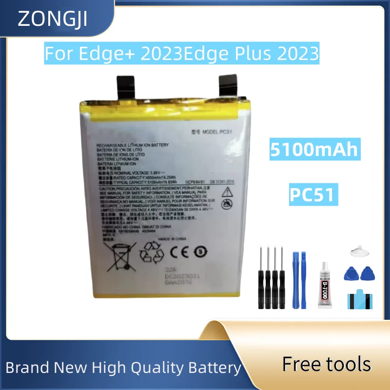 New Battery 5100mAh PC51 Battery For Edge+ (2023) X40 Mobile Phone Batteries +Tools