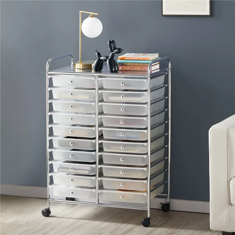 Imagem -05 - Sorriso Mart-metal Frame Storage Cart Rolling Bin com Rodas Bloqueáveis Caixas de Armazenamento Pretas 20 Gavetas