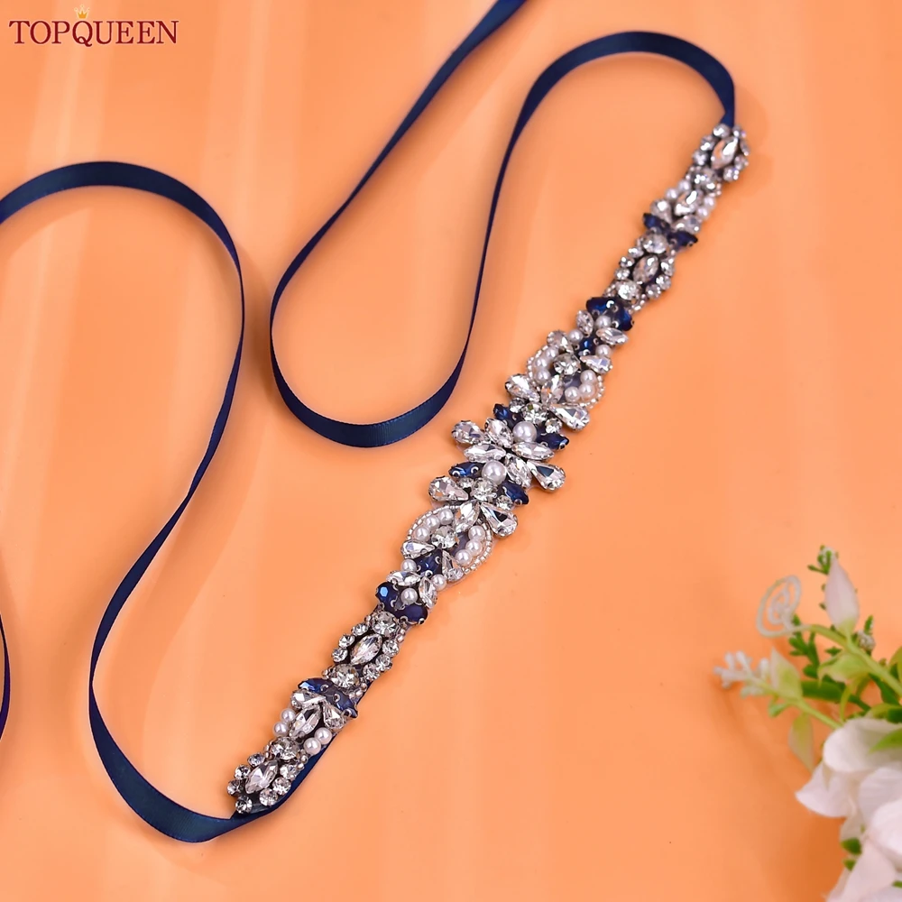 TOPQUEEN Rhinestones Bridal Belt for Wedding Evening Dress Decoration Accessories Female Woman Moroccan Fashion Applique S93