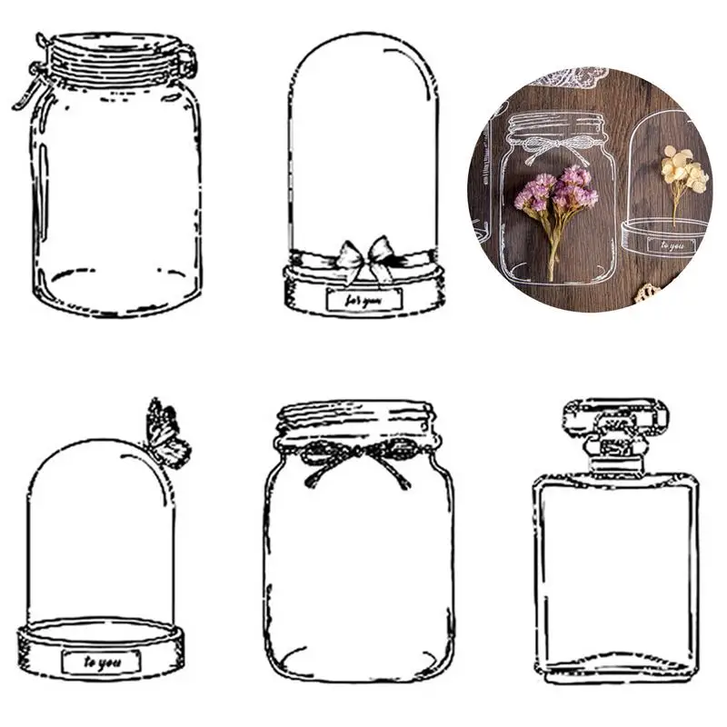 20Pcs Transparent Dried Flower Bookmarks DIY Dried Flower Bookmarks Clear Drift Bottle Bookmarks Glassware Stickers Flower Page