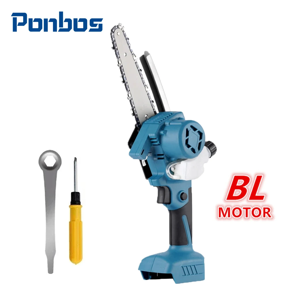 

Ponbos 6 inch brushless oil jug chainsaw handheld ultralight chain saw garden tree wood fit makita 18v battery