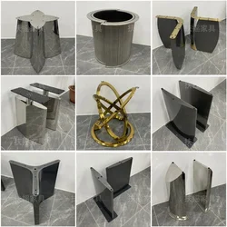 Modern Light Luxury Rock Plate Table Leg Brackets Marble Luxury Stone Stainless Steel Metal Round Dining Table Household Bracket