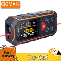 CIGMAN CD-60R Digital Laser Distance Measure - 393Ft/120M, Bilateral Red Beam , ±1/16” Accuracy, 30 Data Memory & Backlit LCD