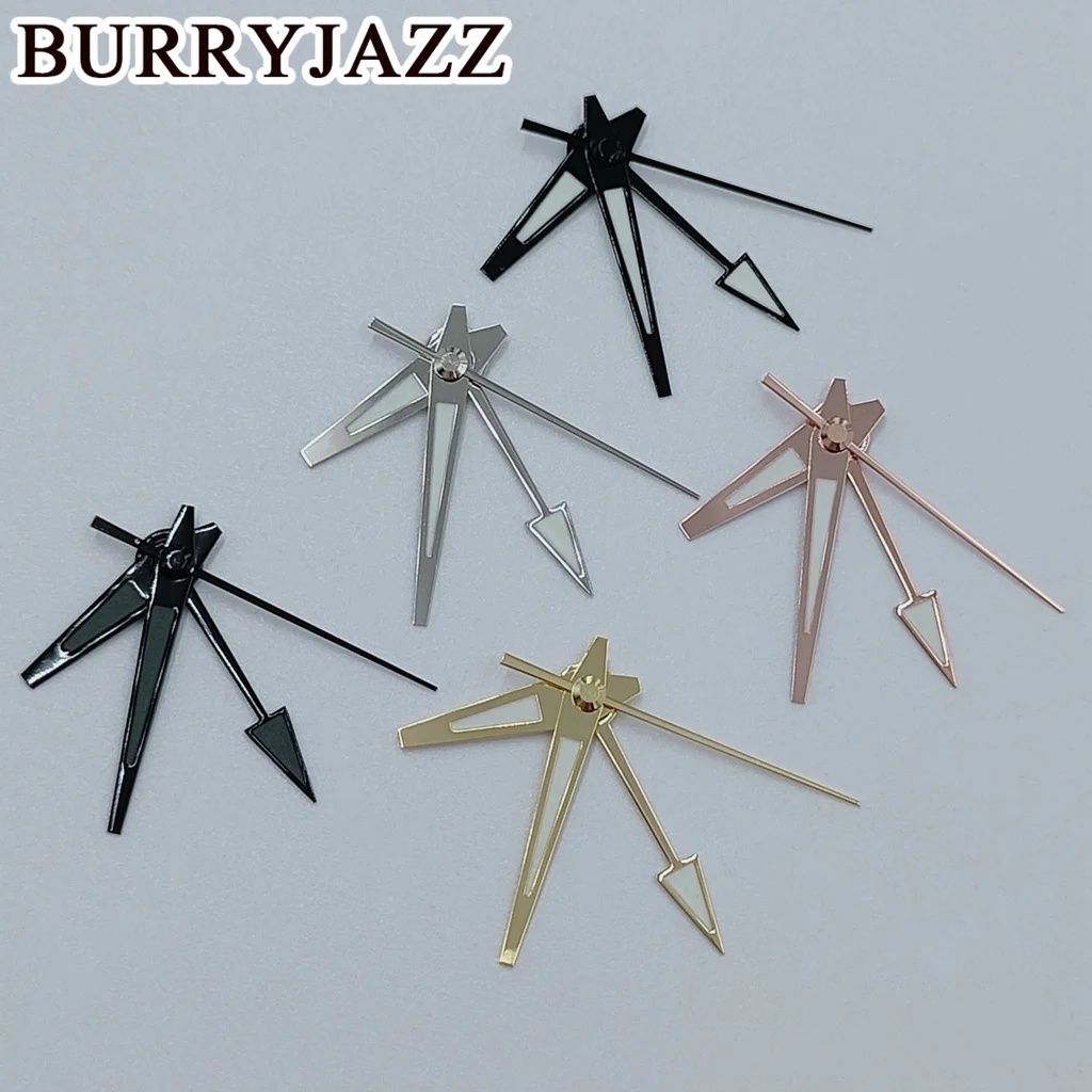BURRYJAZZ NH34 GMT Uhrzeiger Silber Schwarz Gold Roségold Schwarz Grau Zeiger Grün Leuchtend – Detail 3