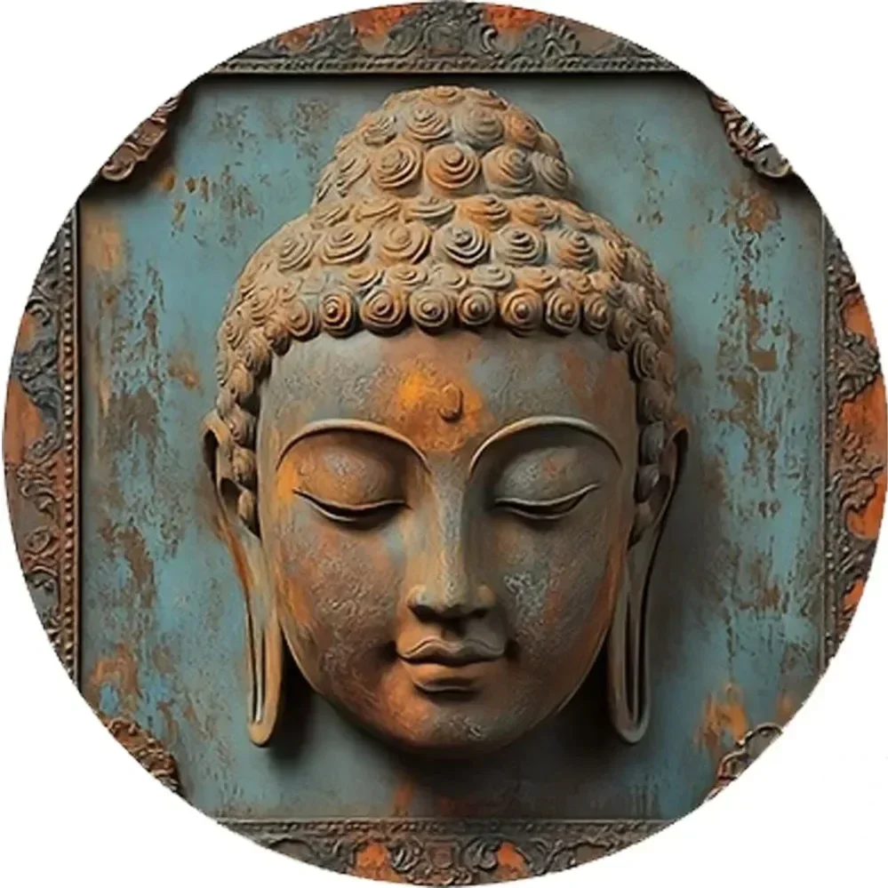 Vintage Rustic Buddha Metal Wall Art | Circular Serene Sign for Easy Room Decor