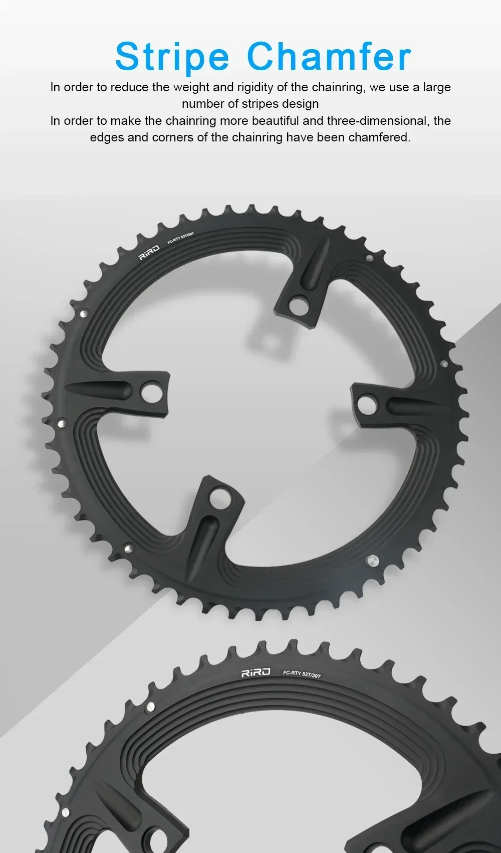 10/11/12S Rennrad-Kettenblatt mit 4 Schrauben, 110BCD, für 105 FC-R7000 / ULTEGRA FC-R8000 / DURA-ACE FC-R9100, Asymmetrisch 50-34T 52-36T 53-39T – Detail 4