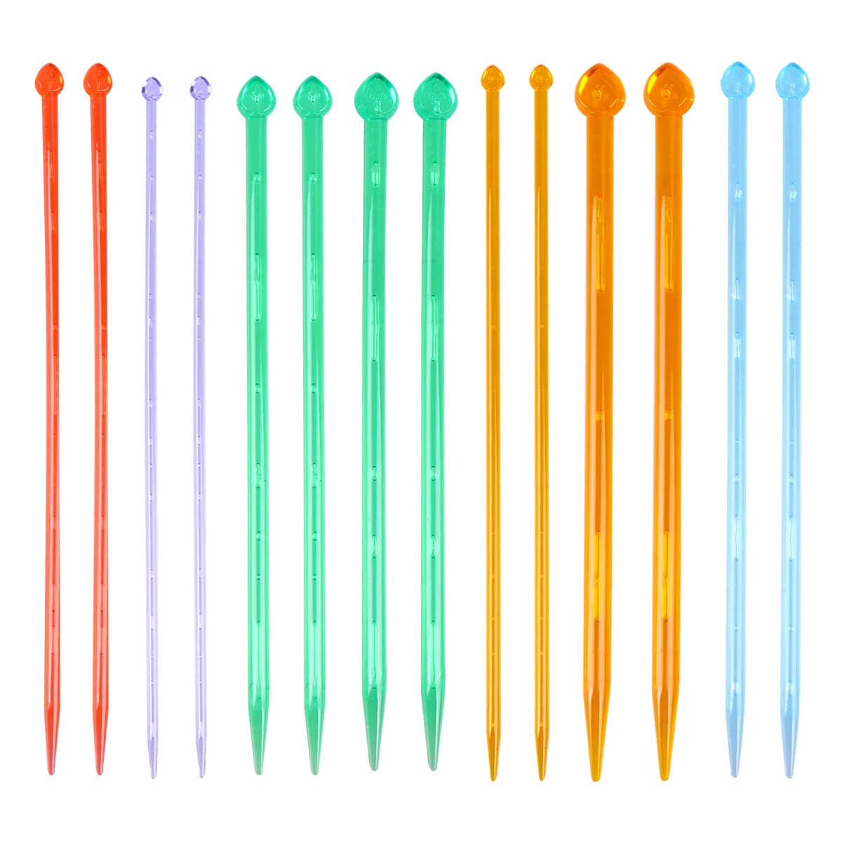 1Set Acrylic Knitting Needles 25Cm Smooth Lightweight Crochet Sticks for Hand Knit Sweaters Scarves Rugs Craft Projects Random