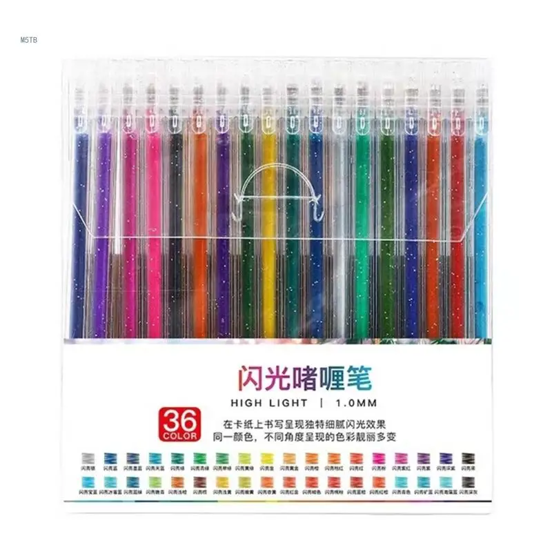 

36Pcs Glitter Gel Pen Glitter Highlighter Pen for Scrapbooking Journaling Dropship