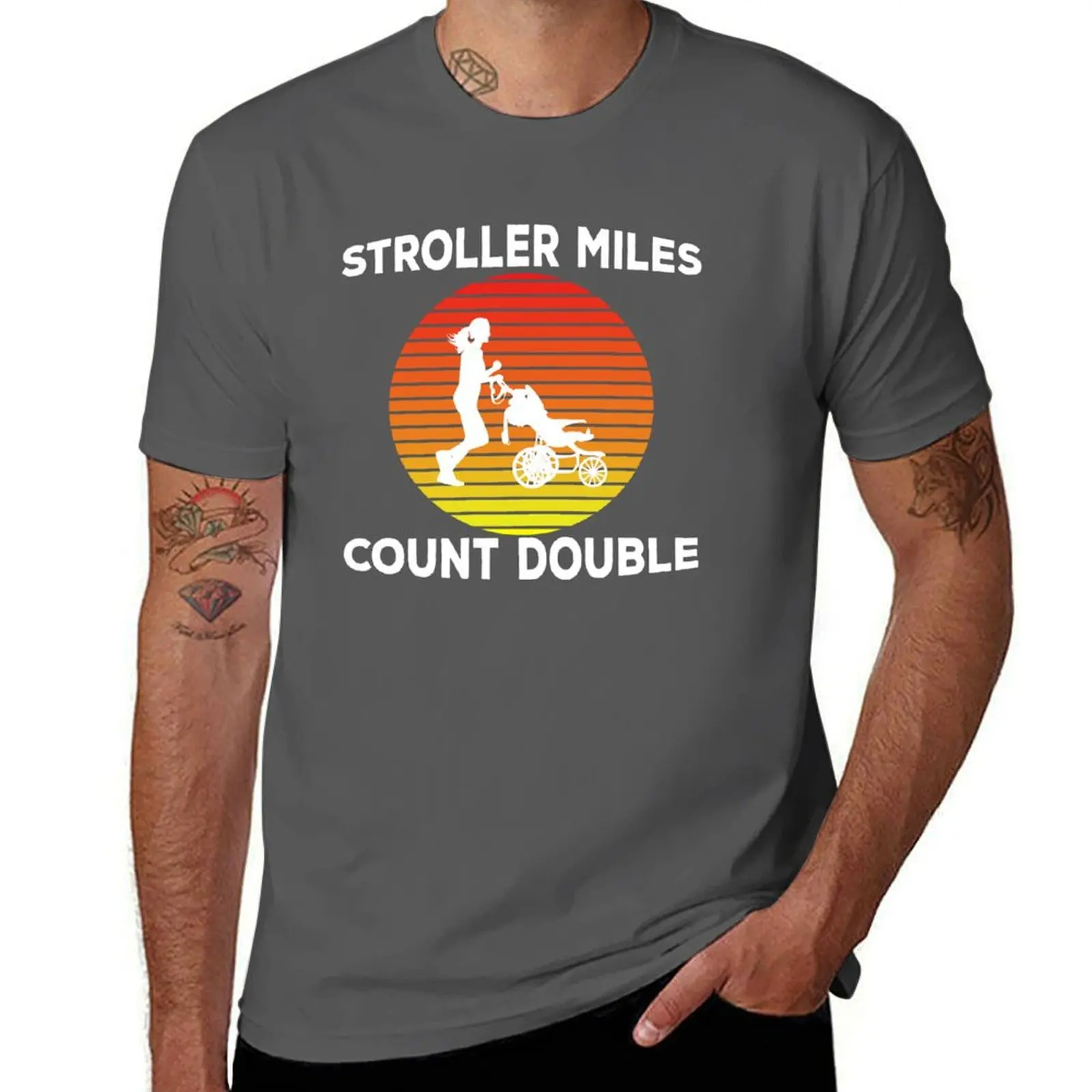 Stroller Miles Count Double / Running Mom / Shirt Runner Gift Marathon Half Marathon Gift for Runner T-Shirt