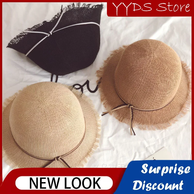 Children's fisherman hat breathable shade wool edge sun hat thin round dome children's little cat hat 1-5 year old beach hat