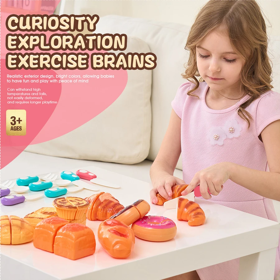 Maison de jeu, jouets de coupe de pain, Simulation de nourriture, Dessert, jouet de cuisine ABS coloré pour filles, cadeau d'anniversaire et de noël