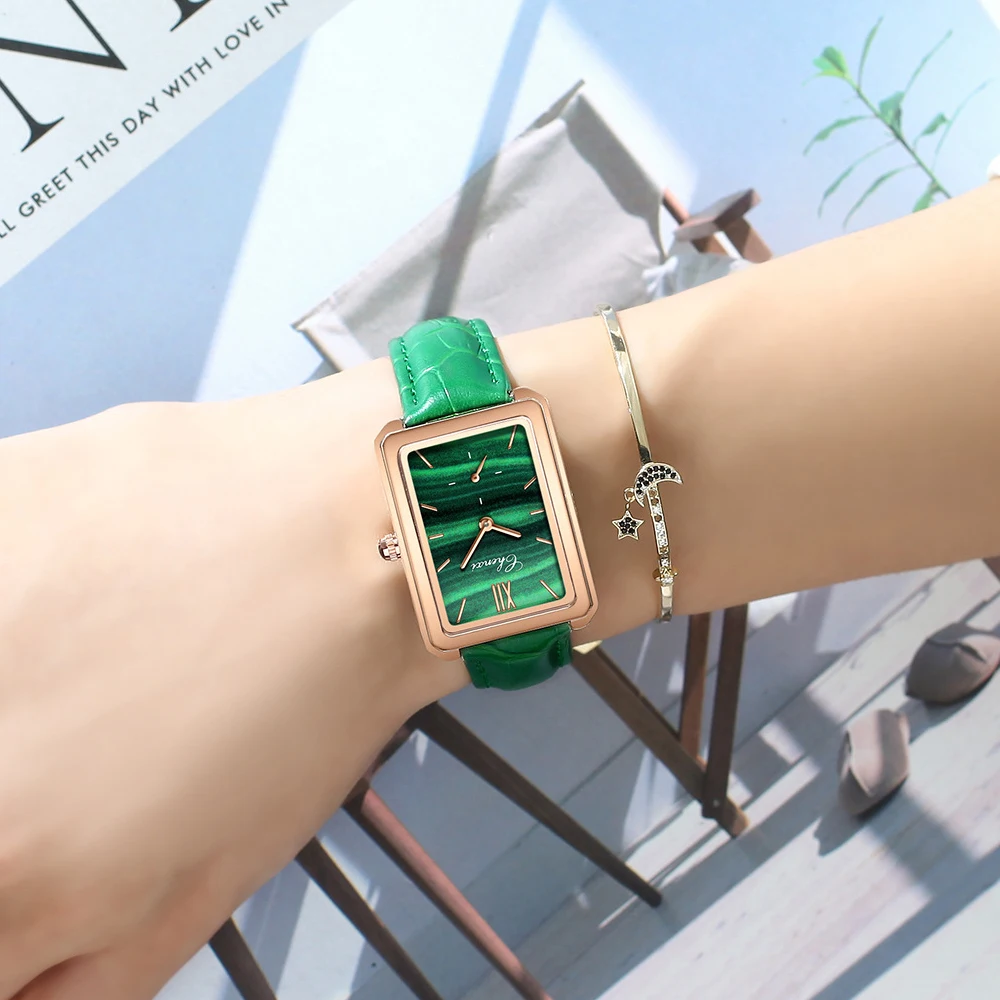 CHENXI Women Watches Fashion Malachite Green Leather Ladies Watch Luxury Waterproof Quartz Wristwatch Female Simple Clock