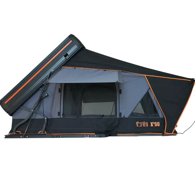 

Outdoor 2 Person Remaco Side Fold Out 2XL Hard Shell Aluminum Roof Tents Side Opening Hybrid Roof Tent With Rack