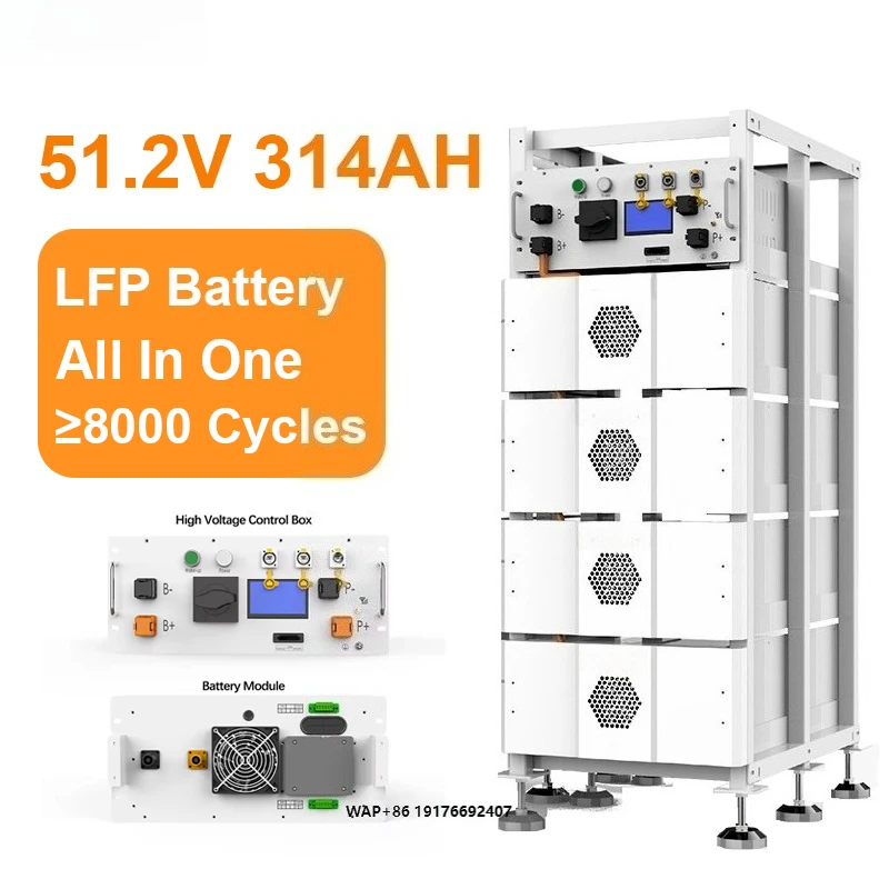Sunroko Energy Storage Lithium Battery 51.2V 280Ah 314Ah 100Kwh 200Kwh Rack Mount Lifepo4 Solar Battery Pack