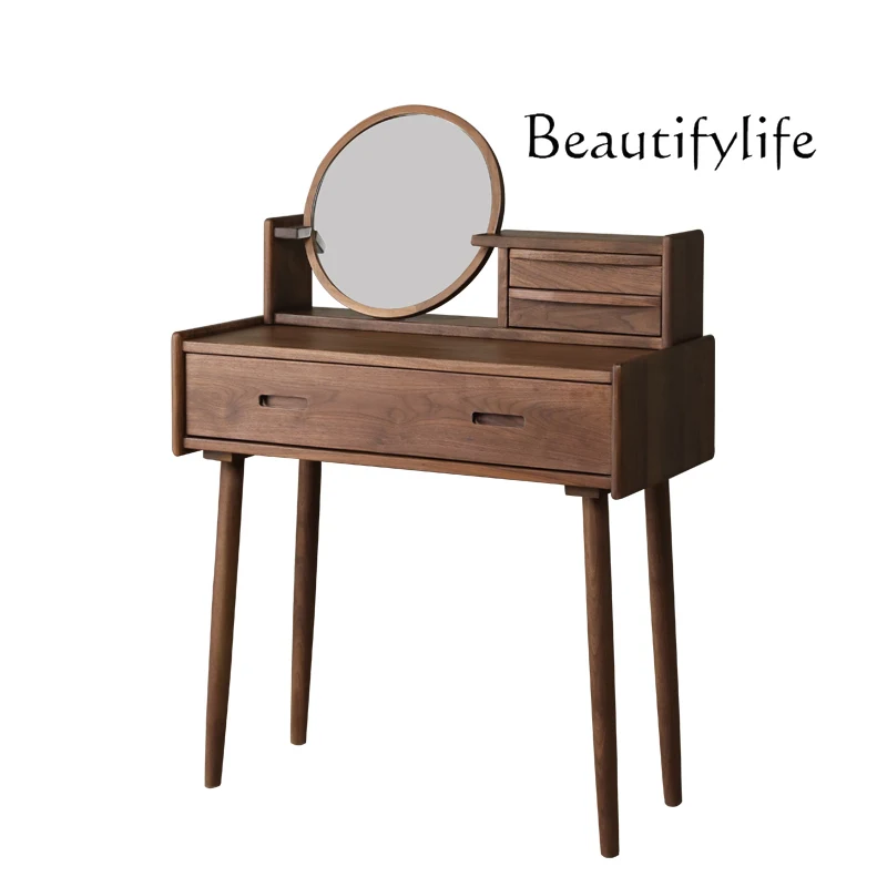 

Dressing Table Nordic Black Walnut Affordable Luxury Style Japanese Small Apartment Solid Wood Makeup Table Bedroom