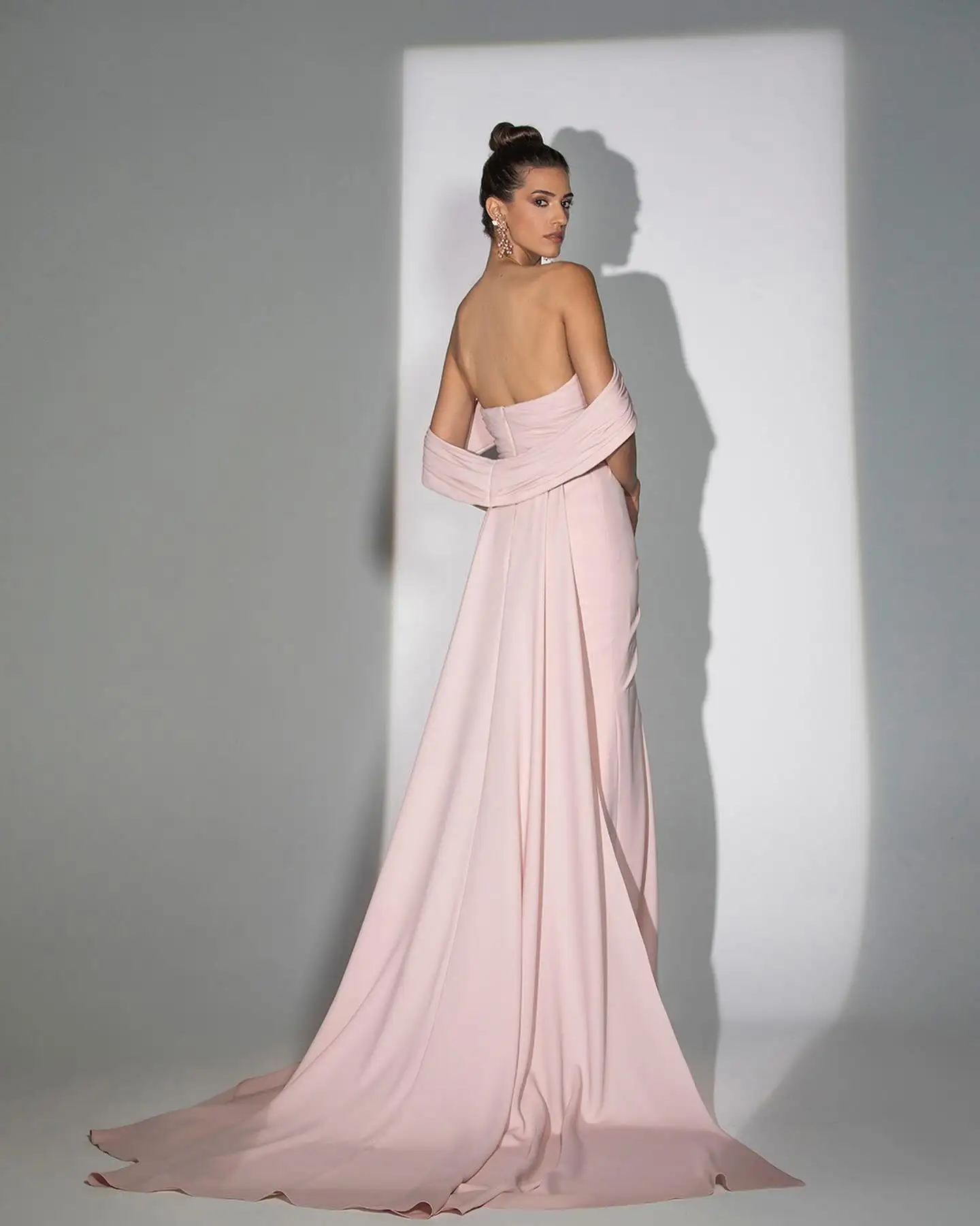 Robes De soirée en Jersey exquis personnalisées, drapées modernes, col bateau, robes De célébrité, tempérament, balayage Train