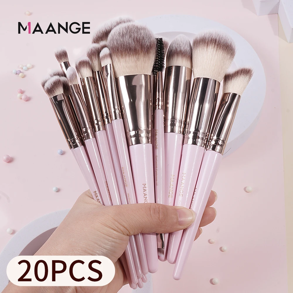 MAANGE 20PCS Pro Makeup Brushes Set Face Foundation Concealer Powder Brush Travel Kabuki Blending Eye Makeup Brush with Gift box