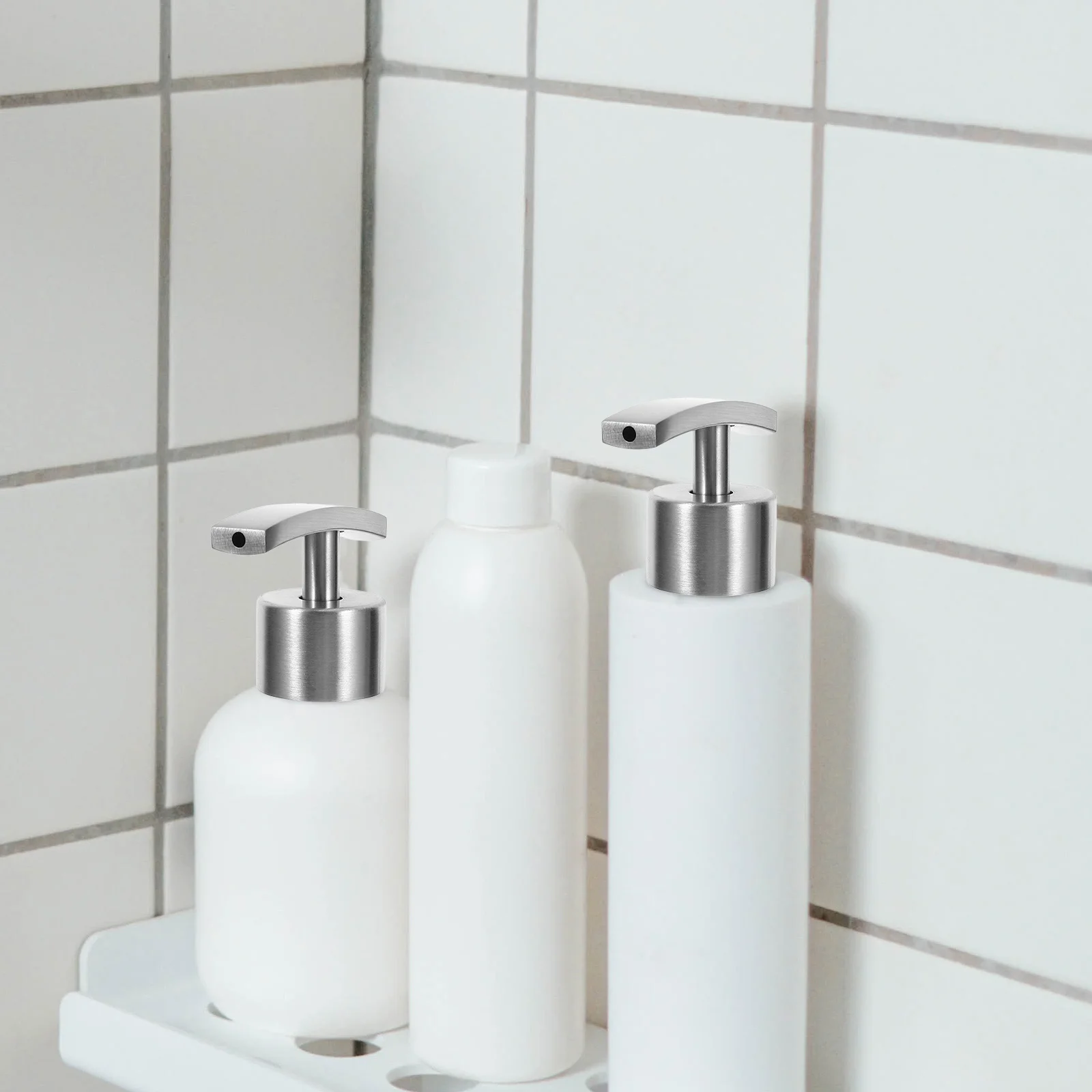 

Soap Dispenser Pump Stainless Steel Trim-To-Fit 2.5Cm Opening For Lotion Shampoo Conditioner Refillable Bottle Skincare Tool