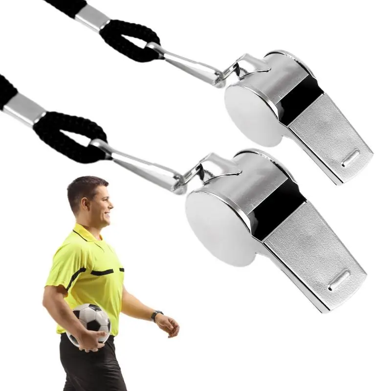 

Referee Whistle With Lanyard Soccer Whistle Coaching Whistle 2PCS Professional Coaching Whistle With Loud Crisp Sound Metal