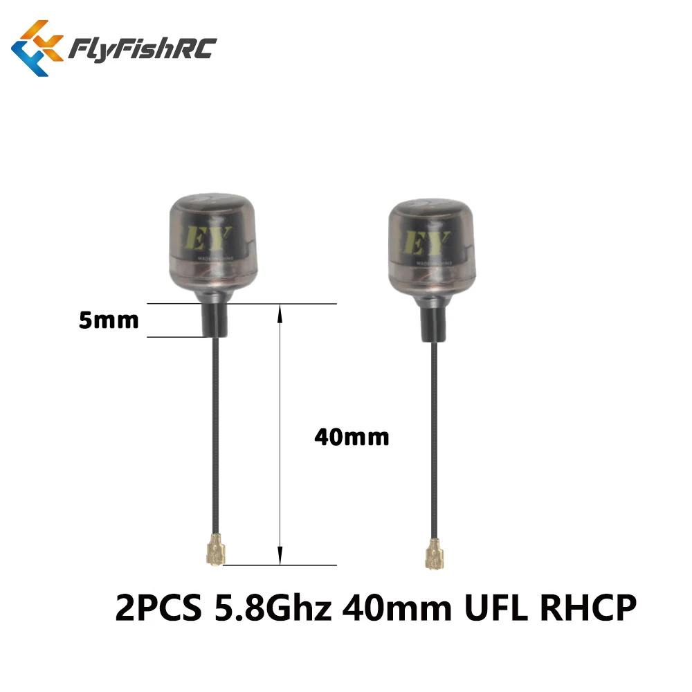 2 sztuki FlyFishRC rybołów 5.8Ghz 40mm Ipex UFL RHCP mała antena kompatybilny System FPV HD do zestaw ze szkieletem dronów wyścigowych FPV RC