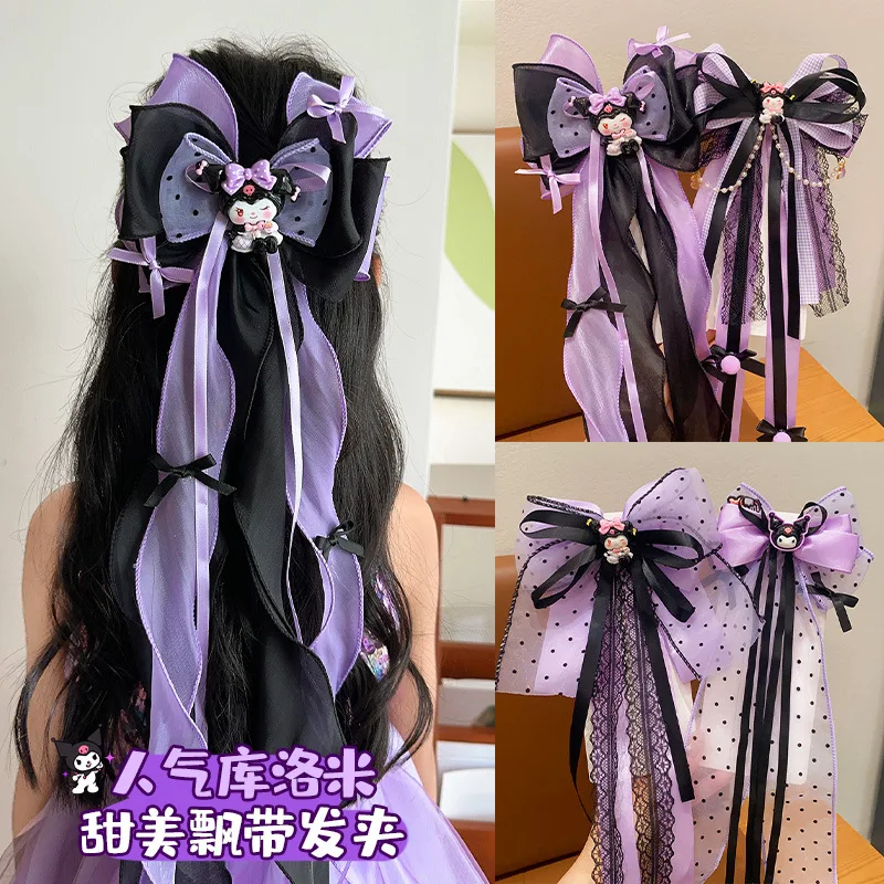 

Sanrio kurumi girls hair accessories forehead jewelry children bow forehead chain hair clips girls princess hair accessories