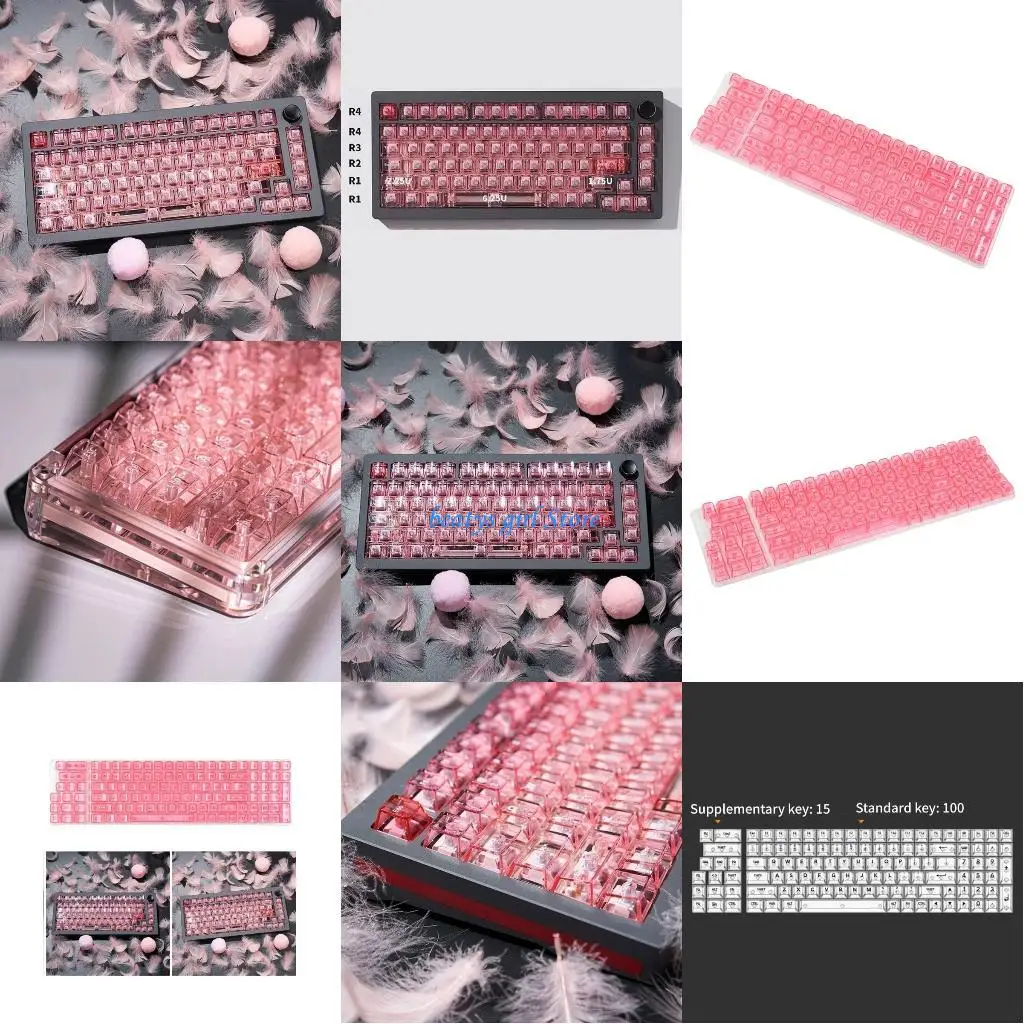 

C7AB OEM Profile Clear Keycap 115Pcs Backlit Keycaps Set for Mechanical Keyboards