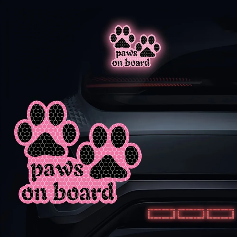 Reflective Paw Print Sticker Crystal Vinyl Decal Night Safety Warning Animal Footprint Car Truck Motorcycle Bumper Decor