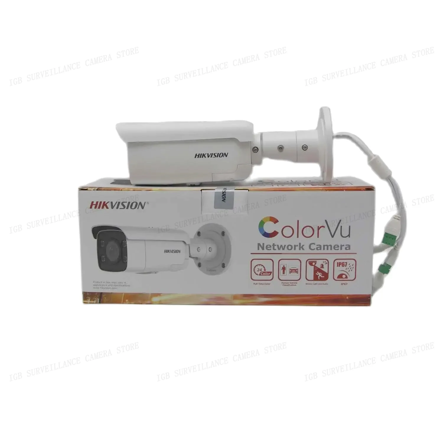 كاميرا شبكة ثابتة Hikvision ، ضوء قوي من ColorVu ، تحذير مسموع ، قمر 8 ميجابكسل
