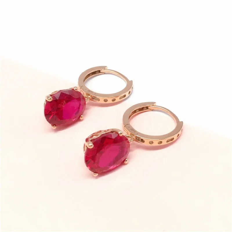 Classic Oval Ruby Earings oval simple elegant glamour Red gemstone earrings for women evening party jewelry