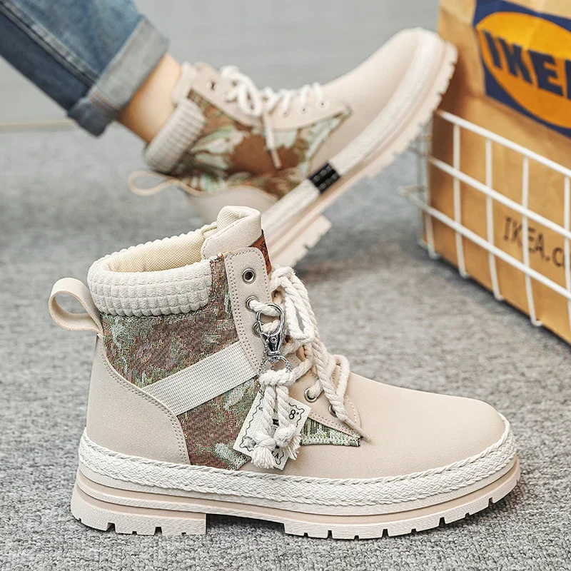 

Motorcycle Boots Men's Shoes Casual Shoes Unisex 2024 New Lightweight Women Boots with Rubber Soles Fashionable Workwear Boots