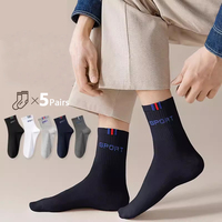 5Pairs Fall Men Sports Socks Leisure Sweat Absorbent Breathable Thin Autumn Winter Male Comfortable Basketball Socks EU 38-43