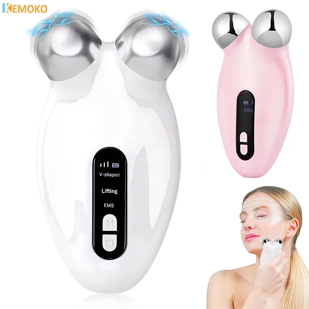 

EMS Microcurrent Face Lifting Massager 3D Roller Anti Wrinkle Tighten Skin Rejuvenation Reduce Double Chin Face Beauty Apparatus