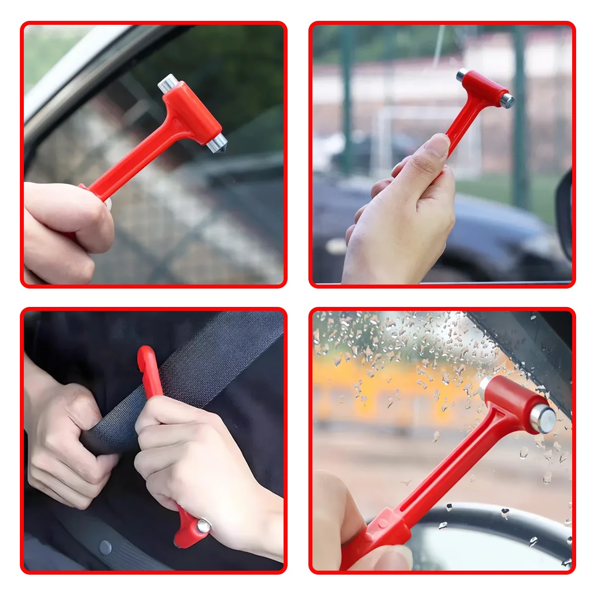 PINMOAP Car Safety Hammer Escape Hammer Car Window Breaking Artifact 3-In-1 Convenient Multi-Functional Fire Rescue Hammer view 5