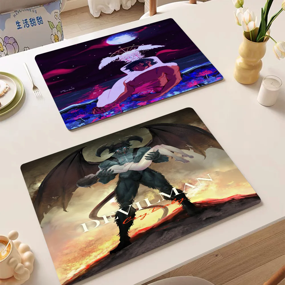 

Anime Devilman Crybaby Non-slip Fast Water Absorption Anti-scalding Imitation Tile Printing Coffee Machine Draining Pad