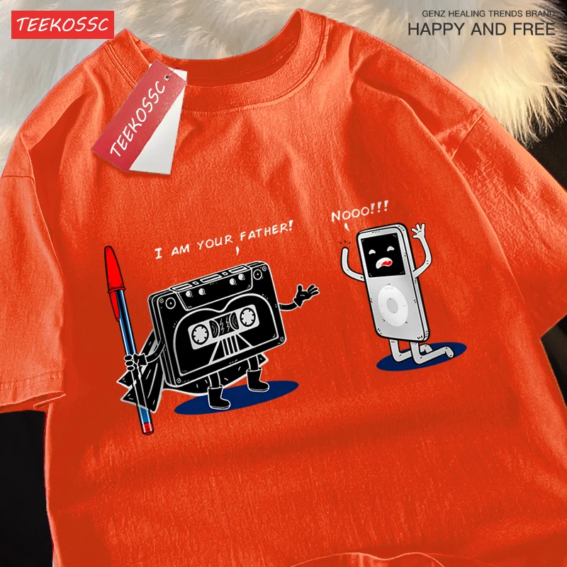 Fun Cassette Tape I Am Your Father Male Clothes Hip Hop Oversize T-Shirts Summer Casual Short Sleeve Cotton Loose Street T Shirt image 2