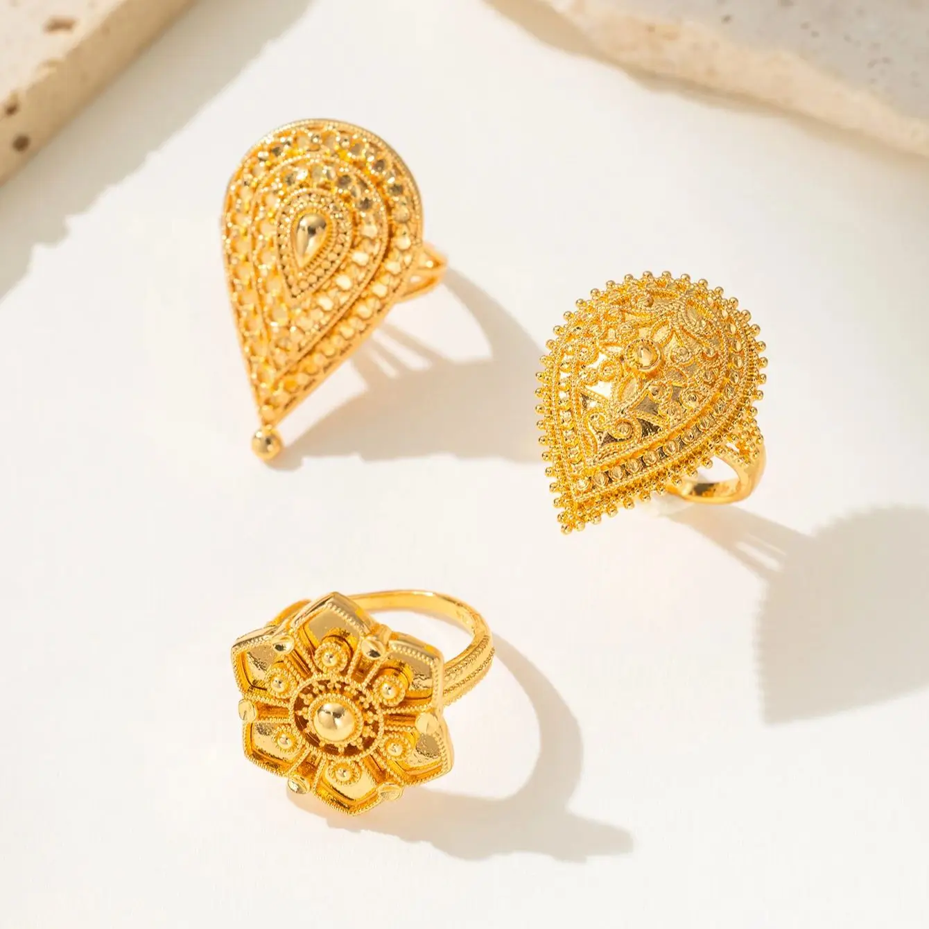 Anillos de cobre chapados en oro para mujer, joyería de moda de Oriente Medio, alianzas de boda árabes sudi