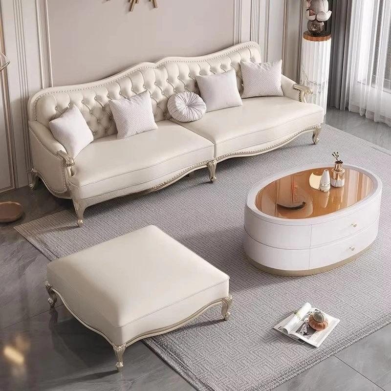 a4 american light luxury sofa large apartment living room modern casual luxury corner chaise longue european leather sofa