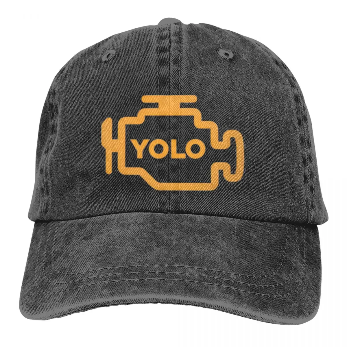 Check Engine Light - YOLO Baseball Caps Casual Distressed Snapback Cap Unisex Outdoor Workouts Unstructured Soft Hats Cap