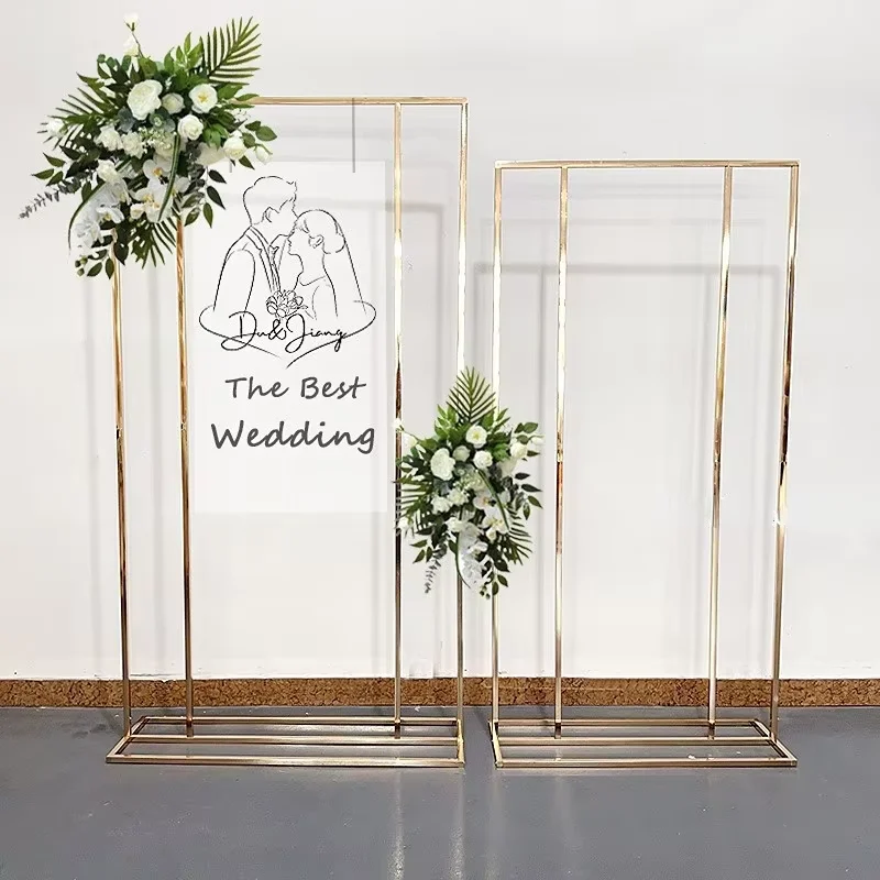 

Artificial Flower Display Arch Billboard Sign Balloon Shelf Wedding Birthday Party Backdrops Frame Background Metal Rack 2PCS