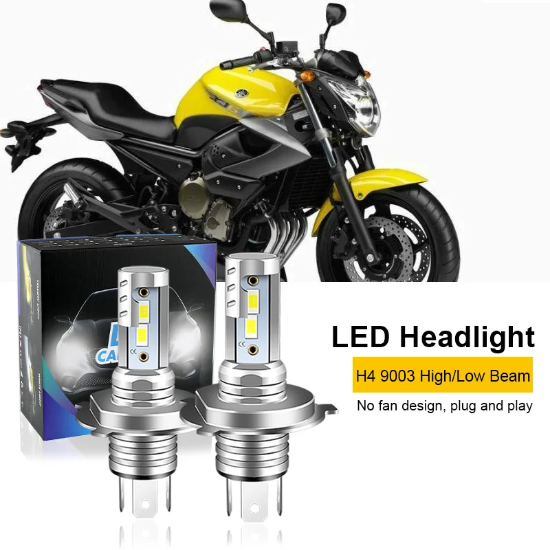 2PCS For Yamaha XJ6 H4 9003 HS1 Motorcycle LED Headlight Bulbs High & Low Beam 12000lm 6000K CANbus