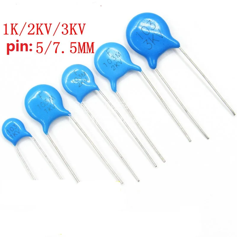 20PCS High Voltage Ceramic Capacitor 3KV 2KV 1KV  5p 10P 15P 20P 22P 27P 30P 47P 56P 100P 220P 1NF 102 2.2NF 222  472 10nf 103