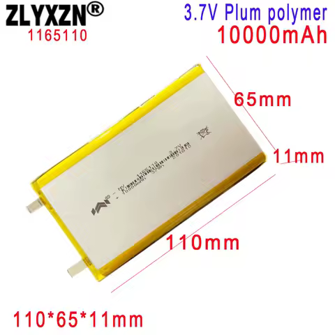 1-20PCS 3.7V Li Polymer Battery 10000mAh Soft package battery Cell For Power Bank Bluetooth Speakers Tablet DVD battery 1165110