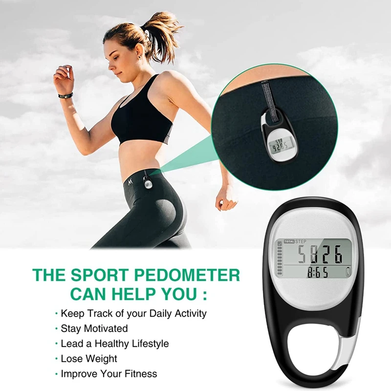 Pedometer For Walking, Portable Walking Pedometer 3D Step Counter, Simple Electronic Steps Tracker With Carabiner Durable