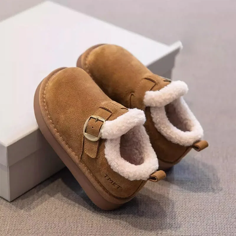 

2025 Winter New Children's Fashion Shoes Warm Plush Round Head Shoes for Girls Thick Plush Cotton Shoes Детская Обувь