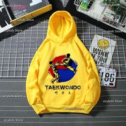 New Hot Sale Boys Hoodie Taekwondo Fighter Korean Martial Art Kick And Punch Graphic Print Kids Spring Autumn Winter Sweatshirt