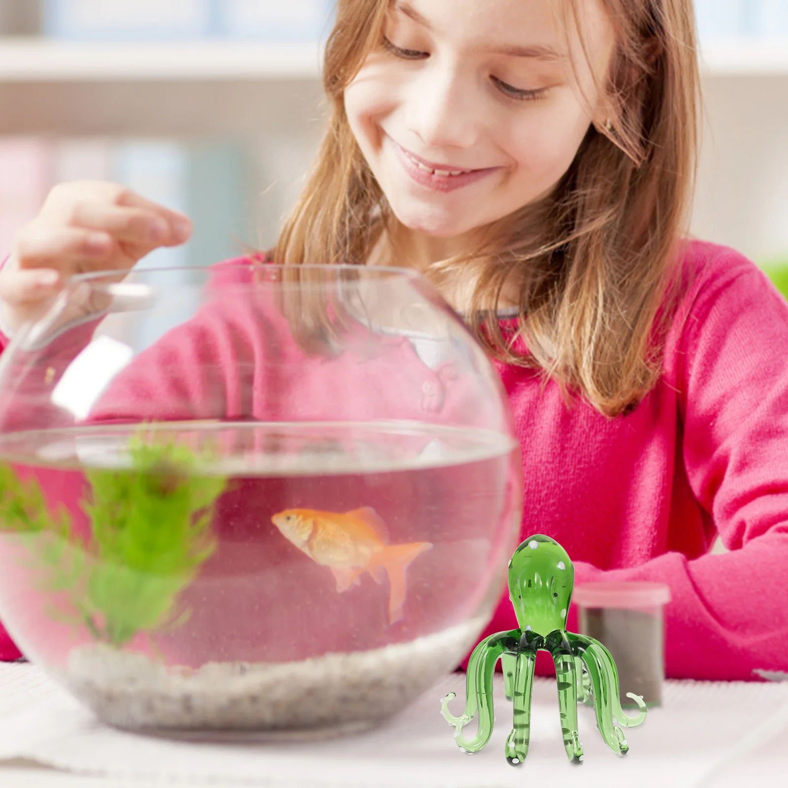 

Cute Octopus Figurines Glass Home Decor Colorful Ornaments Mini Figures Decoration for Office Dining Room Table