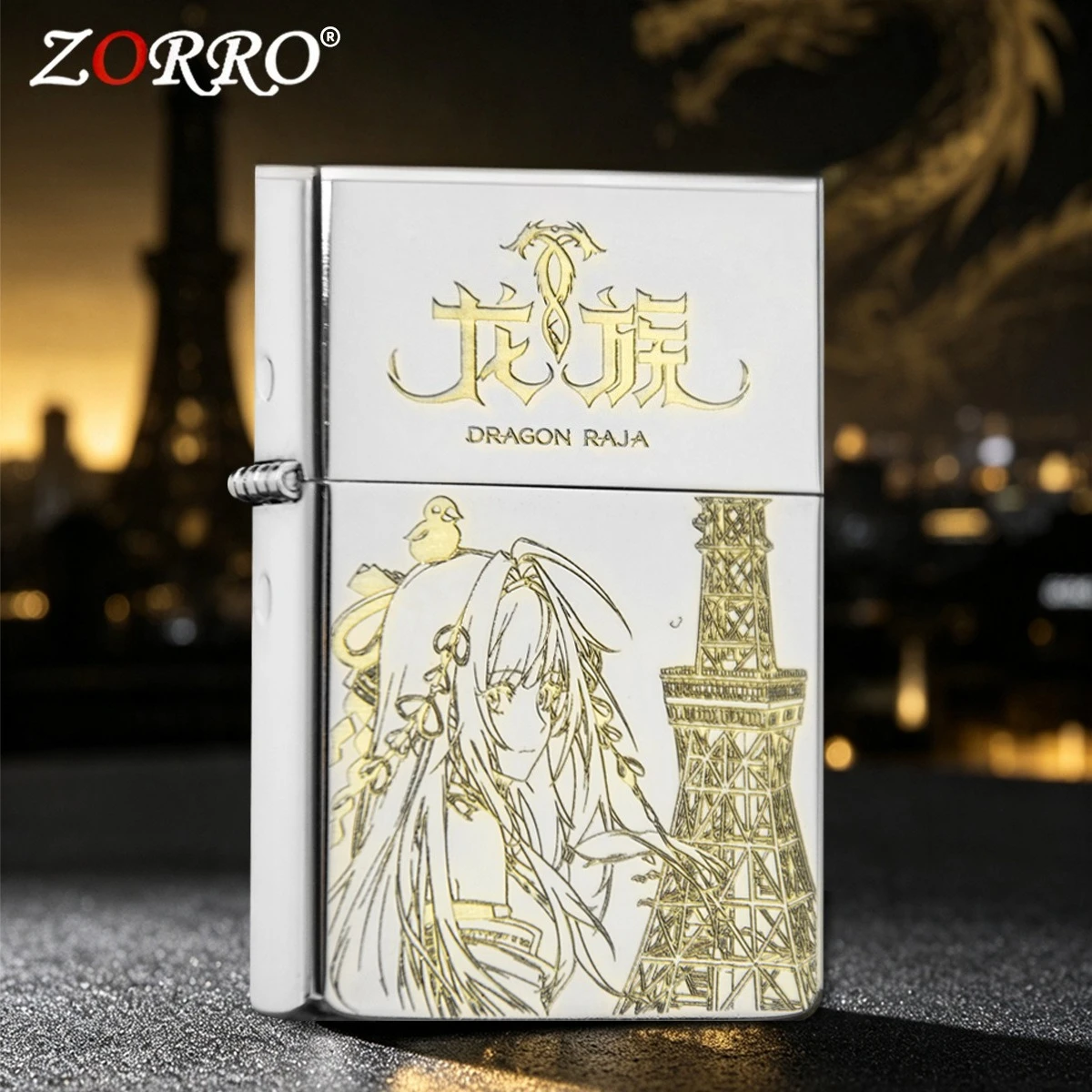 New Authentic ZORRO Sand Chrome Girl Kerosine Lighter, Personalized Retro Men's Cigarette Lighting Tool